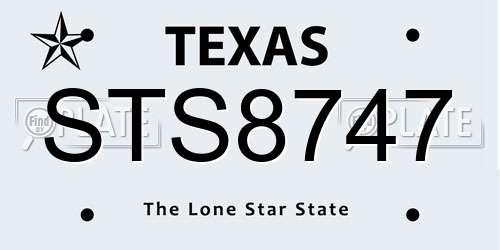 STS8747 Texas License Plate