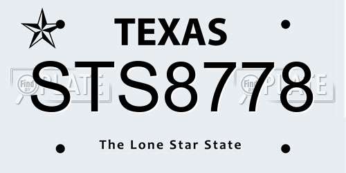STS8778 Texas License Plate