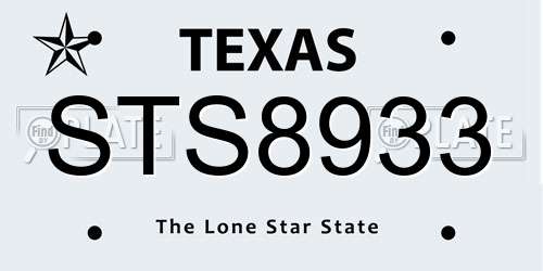 STS8933 Texas License Plate