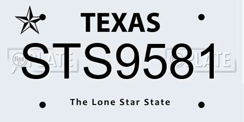 STS9581 Texas License Plate