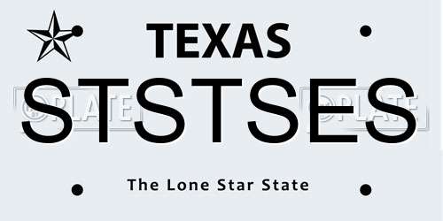 STSTSES Texas License Plate