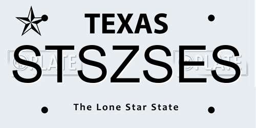 STSZSES Texas License Plate