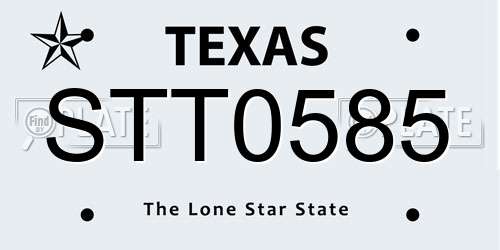 STT0585 Texas License Plate