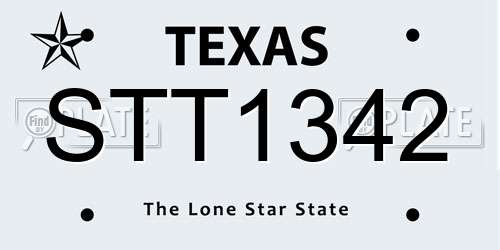 STT1342 Texas License Plate