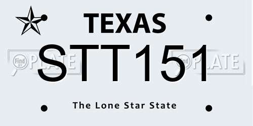 STT151 Texas License Plate