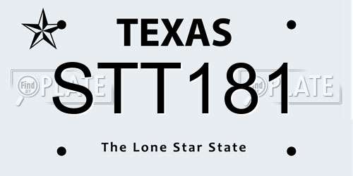 STT181 Texas License Plate