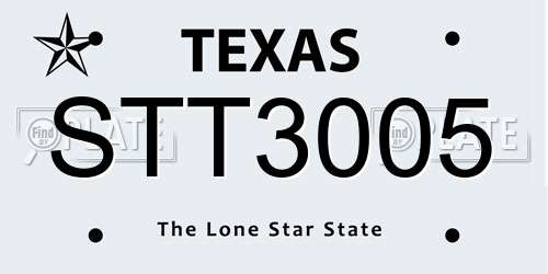STT3005 Texas License Plate