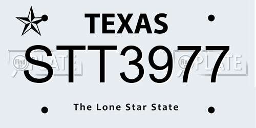 STT3977 Texas License Plate