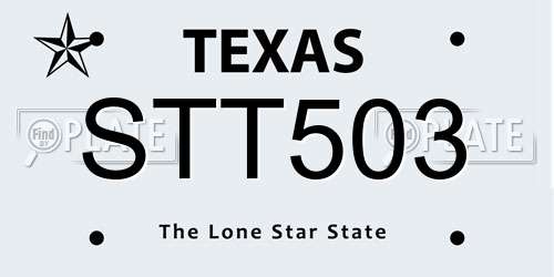 STT503 Texas License Plate