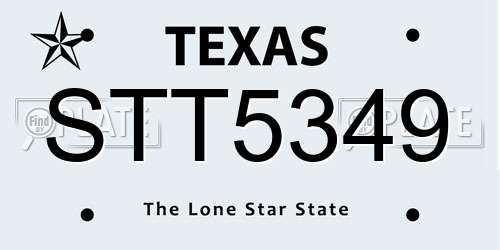 STT5349 Texas License Plate