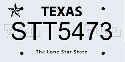 STT5473 Texas License Plate