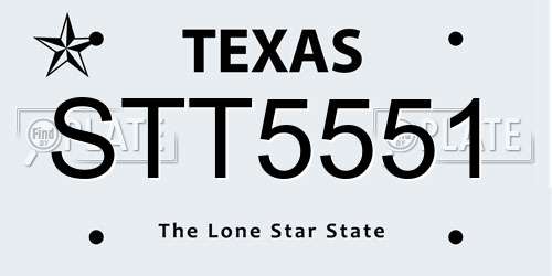 STT5551 Texas License Plate