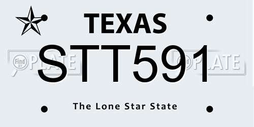 STT591 Texas License Plate