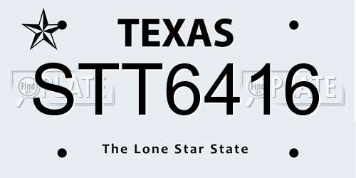 STT6416 Texas License Plate