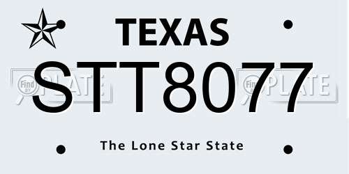 STT8077 Texas License Plate