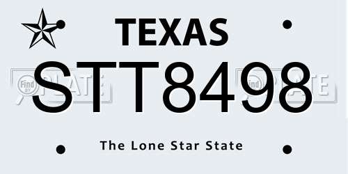 STT8498 Texas License Plate
