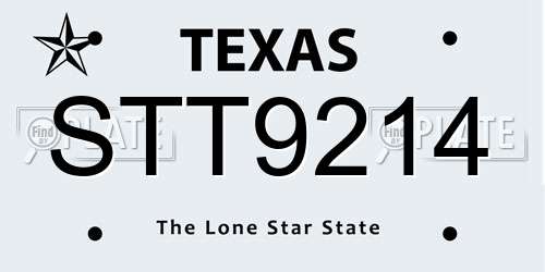 STT9214 Texas License Plate
