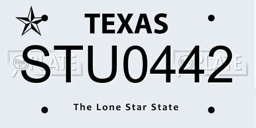 STU0442 Texas License Plate