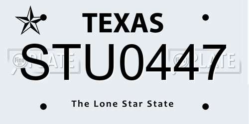 STU0447 Texas License Plate