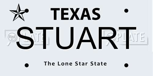 STUART Texas License Plate