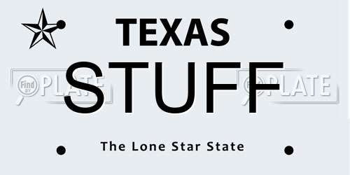 STUFF Texas License Plate