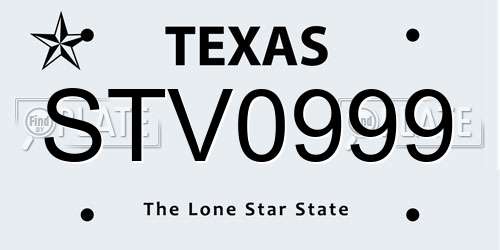 STV0999 Texas License Plate