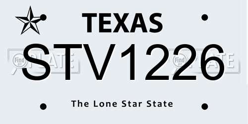 STV1226 Texas License Plate