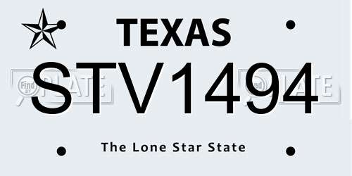STV1494 Texas License Plate