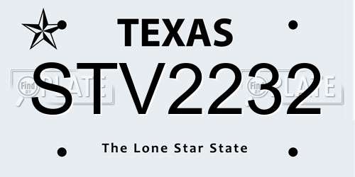 STV2232 Texas License Plate