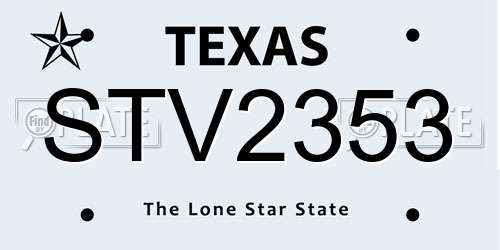 STV2353 Texas License Plate