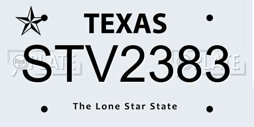 STV2383 Texas License Plate