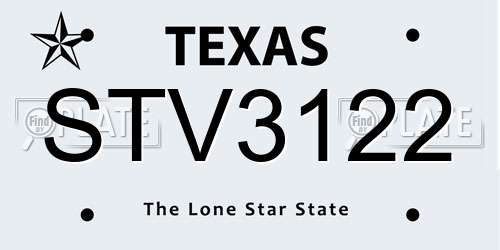 STV3122 Texas License Plate