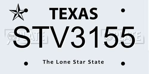 STV3155 Texas License Plate