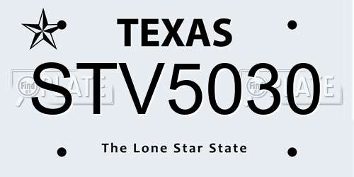 STV5030 Texas License Plate