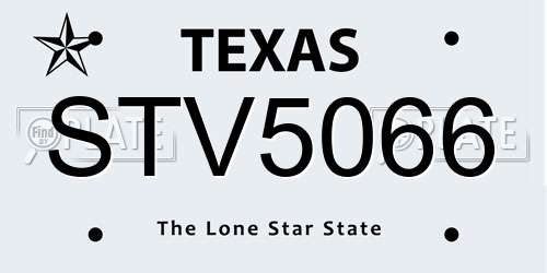 STV5066 Texas License Plate