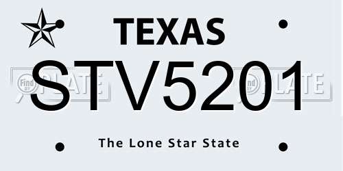 STV5201 Texas License Plate
