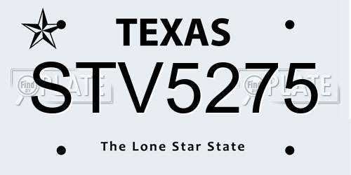 STV5275 Texas License Plate