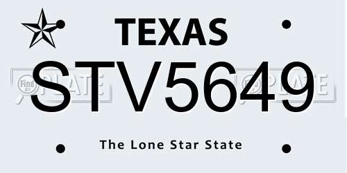STV5649 Texas License Plate