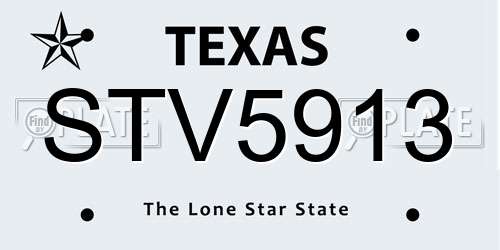 STV5913 Texas License Plate
