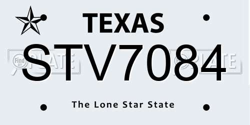 STV7084 Texas License Plate