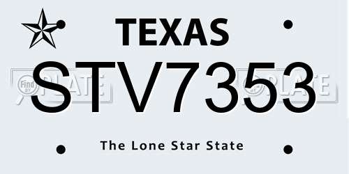 STV7353 Texas License Plate