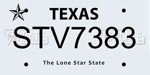 STV7383 Texas License Plate