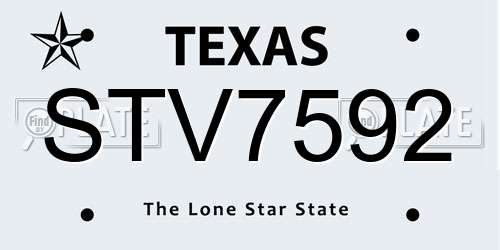 STV7592 Texas License Plate