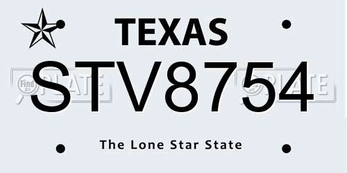 STV8754 Texas License Plate
