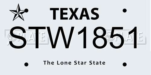 STW1851 Texas License Plate