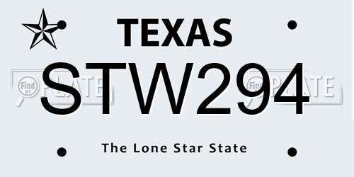 STW294 Texas License Plate