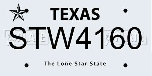 STW4160 Texas License Plate