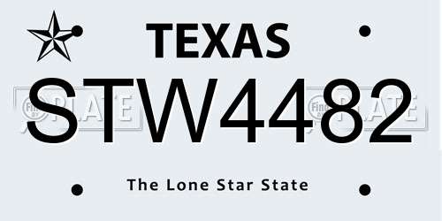 STW4482 Texas License Plate