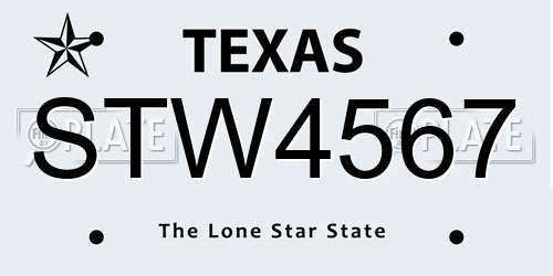 STW4567 Texas License Plate
