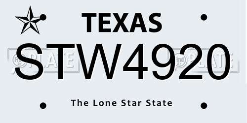 STW4920 Texas License Plate